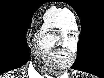 Coward, Harvey Weinstein - Inktober black and white editorial art home illustation ink manual portrait