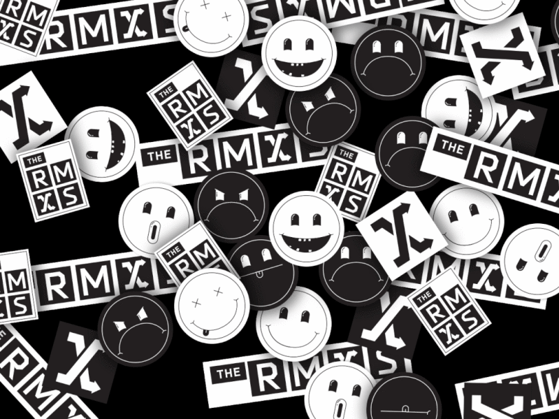 The Remixes stickers branding face illustration logo mockup smiley sticker