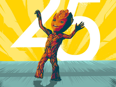 Baby Dancing Groot design illustration ink