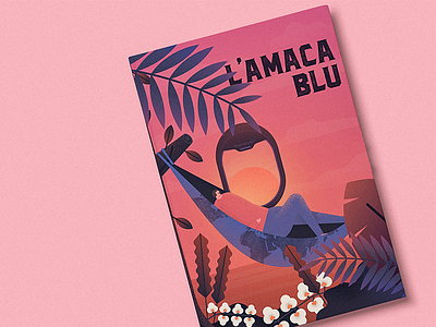 L'amaca Blu - Book Cover Illustration blue book cover hammock illustration leaves