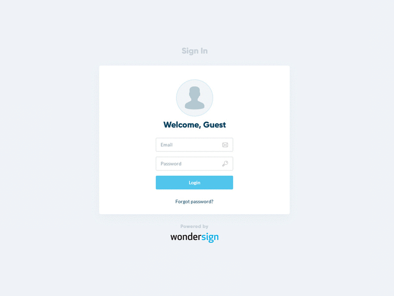 Experimental Login Interface for WonderSign animation experemental graphics uiux