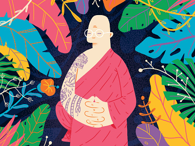 Wat Pa Tam Wua character forest illustration jungle martinorza monastery monk plants thailand
