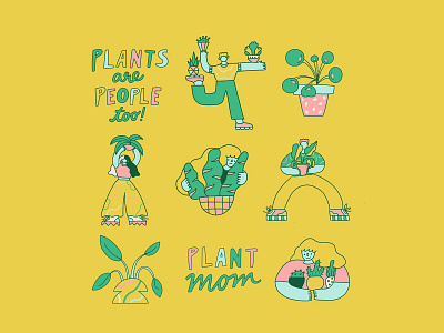 plant people stickers illustration people plant plants stickers