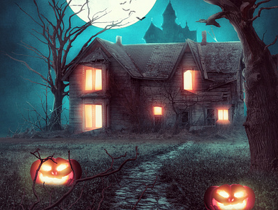 Halloween house graphic design motion graphics