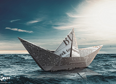 paper ship at sea graphic design motion graphics