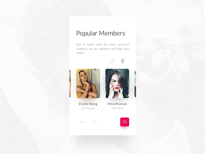 ND | Popular Members Card account carousel dating filters iphone love members network shadow social theme ui