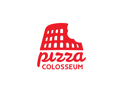 Pizza Colosseum Logo bite branding colosseum food logo pizza red restaurant symbol