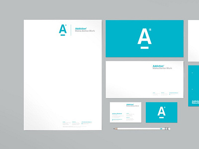 Addiction Stationery branding clean graphic design identity logo simple teal typography