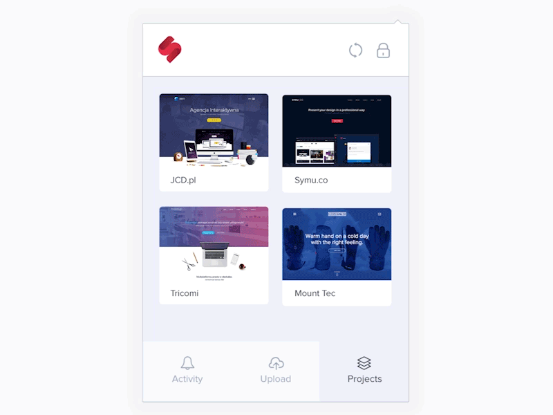 Chrome extension projects panel by JCD on Dribbble