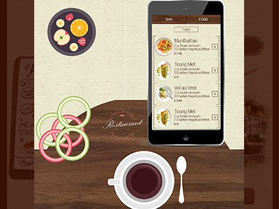 Bar & Food screen application interface user