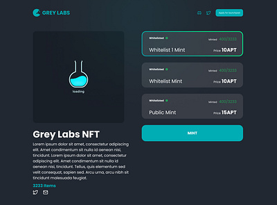 Grey Labs collection page crypto nft product design ui ui ux design ux web web design