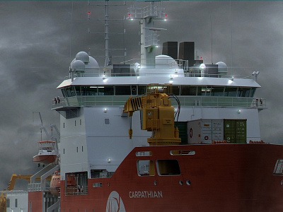 RV Carpathian (Polar Class Research Vessel) 3d lighting modeling rendering shading texturing