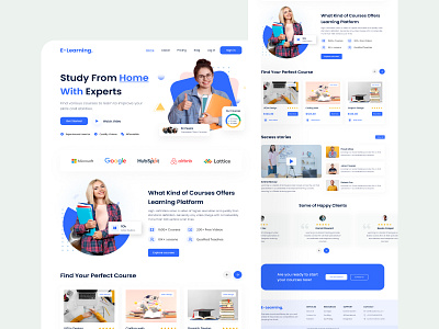 E-learning Landing Page 3d animation class cources design e learning graphic design hero hero section illustration landing page logo online class shop ui ui ux web web hero website website ui