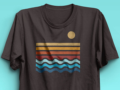 Beach Stack beach california coast minimal silkscreen summer sun sunset tshirt vector waves