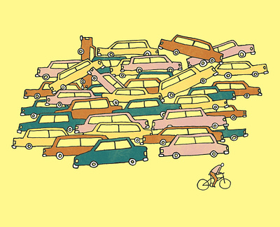 Open Rode bicycle bike car city environment illustrator ride road street threadless traffic transportation tshirt