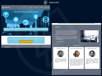 HighTechAI Landing Page artificial intelligence branding dailyui003 landing page ui