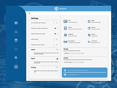 Settings Page for Bredoll