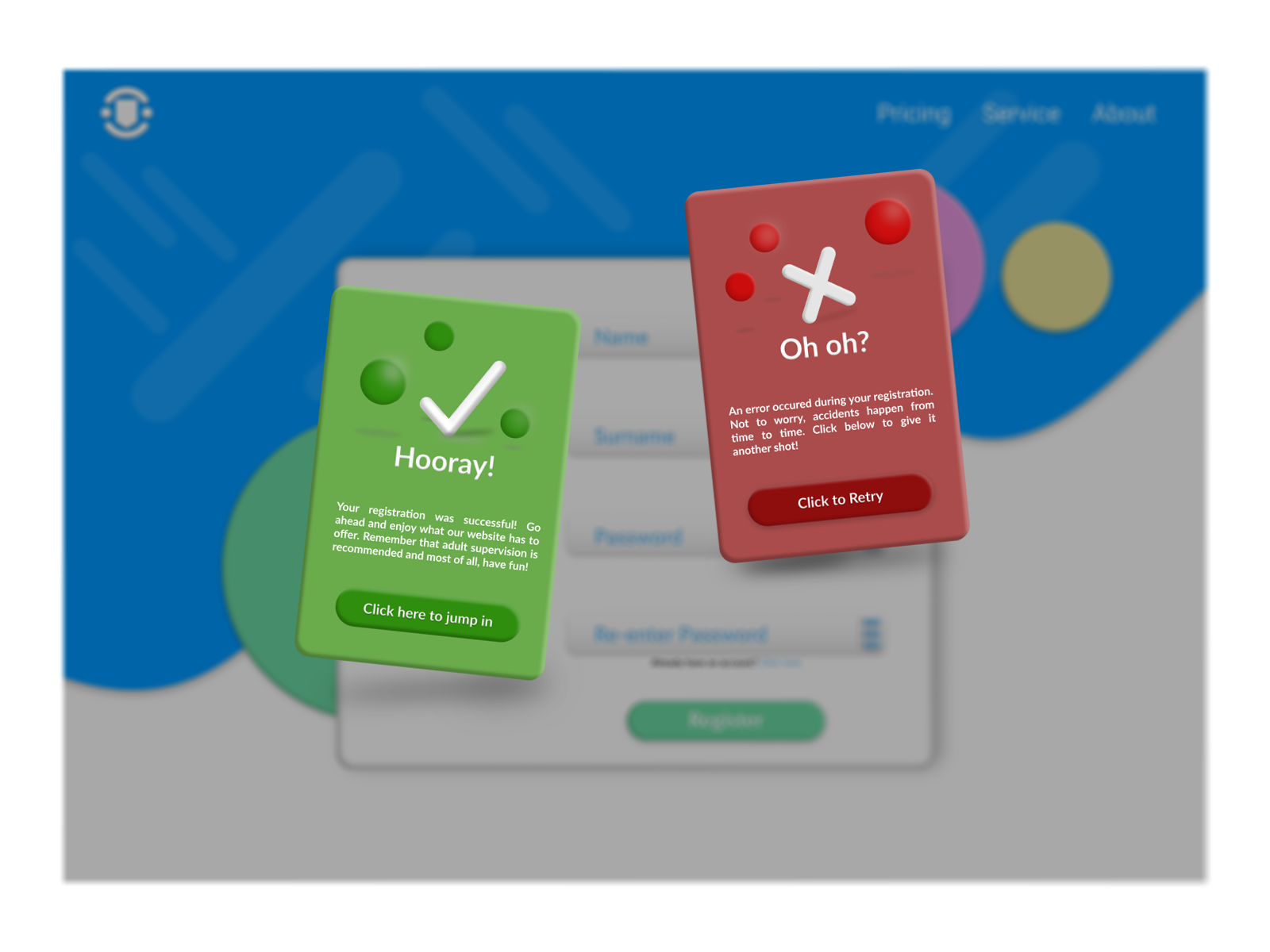 Popup Cards Success Failure by Aadil Kriel on Dribbble