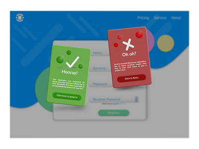 Popup Cards Success Failure dailyui011 popup cards uiux web design