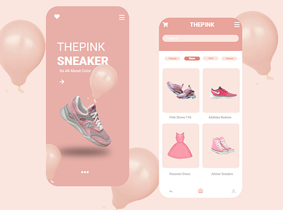 thepink sneaker app app branding design logo ui