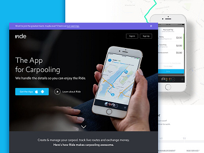 ride.com New Site careers desktop jobs mobile responsive ui design video web web design