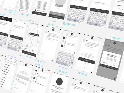 Mobile App Wireframes chat messaging onboarding ride ride sharing user experience ux wireframes