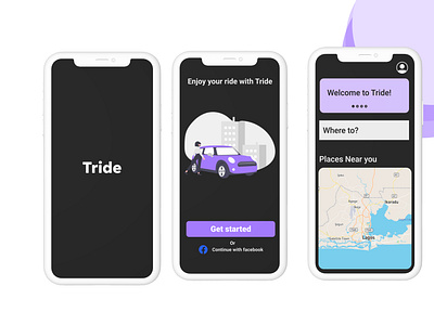 Tride car ordering app logo uiux design
