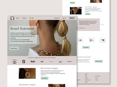 Jewellery brand landing page 💍 brand bright clear design jewellery simple ui web design