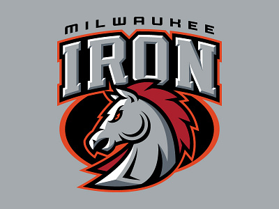 Milwaukee Iron athletic branding football horse typography