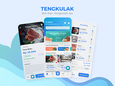 Tengkulak UI Design blue branding figma fish graphic design liquid market ui wavy