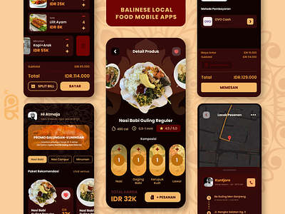 Balinese Local Food Mobile Apps babi balinese food graphic design guling local manadala mandala mobileapps pork porkchop red uidesign