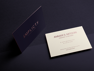 Light Business Card, Smplicty Stationary blue branding business card rose gold stationary