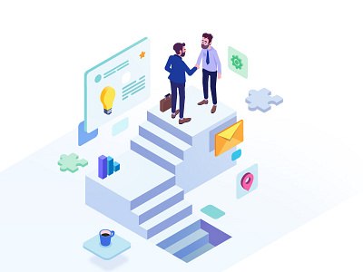 Find the right business partner app business characters handshake illustration isometric neeed people vector