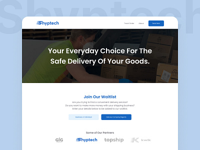 Website Homepage for Delivery Company