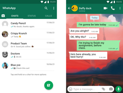 Replication of Whatsapp Android design chat figma ux