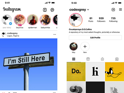 Replication of Instagram design for IOS