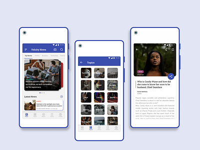 Velcity News App android app design figma material news ui ux