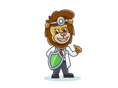 Doctor Lion Character animal branding cat character design doctor graphic design icon illustration lion logo mascot medical virus