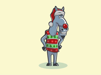 christmas donkey cartoon character animal branding cartoon character christmas december design event graphic design illustration mascot vector