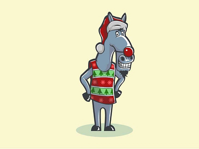 christmas donkey cartoon character