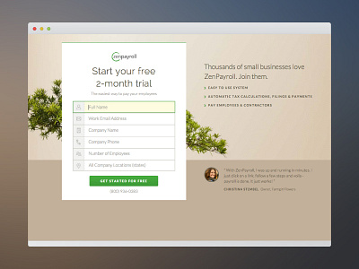 ZenPayroll | Free Trial bonsai free trial landing page zen zenpayroll