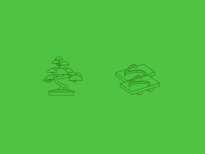 Bonsai + Geta Sandals bonsai geta green icons illustration japanese sandals zen zenpayroll