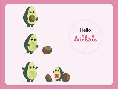 Hello Dribbble! adobe illustrator avocado cute illustration debut shot design first shot hello dribbble hello dribbblers illustration minimal simple illustration