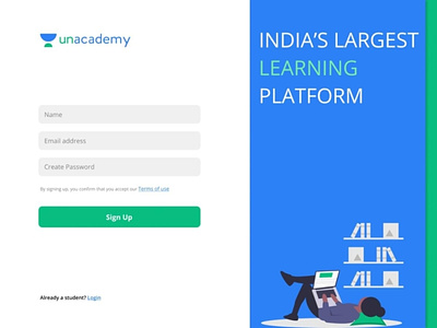 Redesigned Webpage of Unacademy.