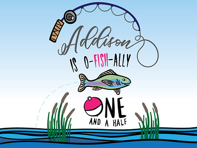 Party Invitation birthday digital illustration fish fishing fishing pole fishing rod illustrator invitation punny