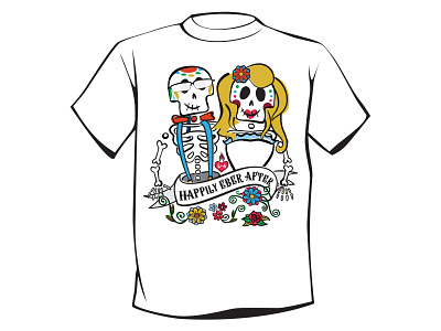 Wedding tee day of the dead dia de los muertos dia de muertos digital illustration tshirt wedding