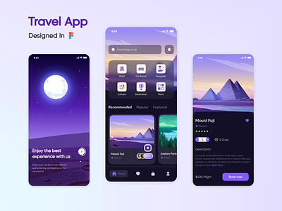 Travel App dark mode hotel choosing app minimal tour app travel app ui