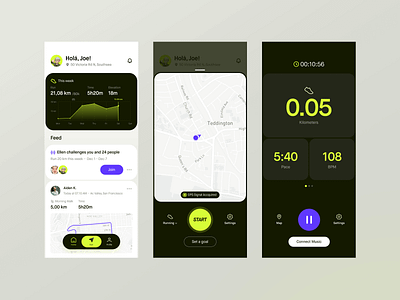 Kappi — Running & Cycling App // Run dailyui design illustration minimal mobile mobile app run social training ui ui design