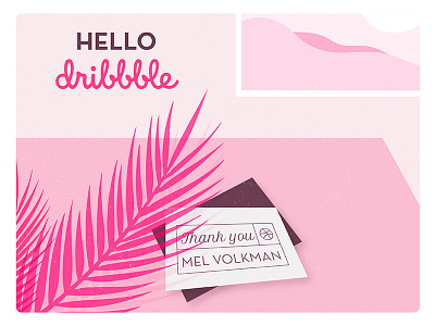 Hello Dribbble ! dribbble illustration invite pink thanks