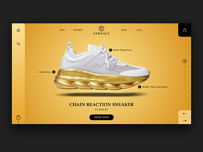 Versace Chain Reaction Sneaker (Concept) android app branding chainreaction design graphic design illustration jimaar jimaarofficial logo minimal shoes typography ui ux vector versace web webdesign website